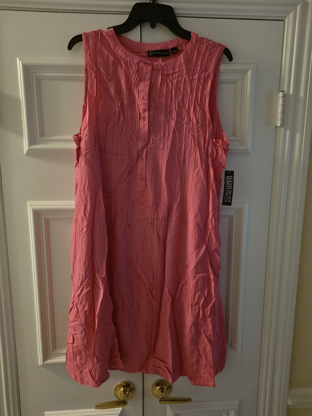 NY Collection Sleeveless Pink Button-Front Tunic